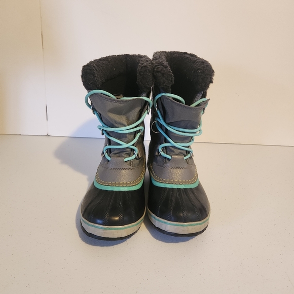 SOREL Kids Yoot Pac Nylon Unisex Winter Boots Blue Gray Size 4 Fleece Lined - Picture 2 of 8
